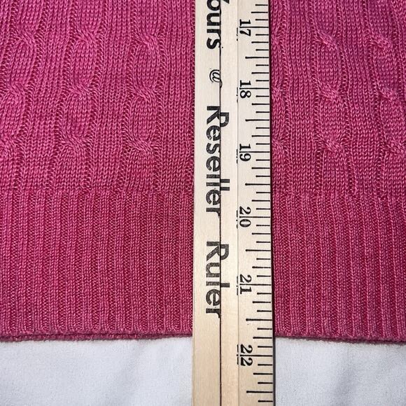 J.Crew Sweater Women’s Size M Pink Cable Knit Linen V Neck Pullover Long Sleeve - Picture 6 of 14